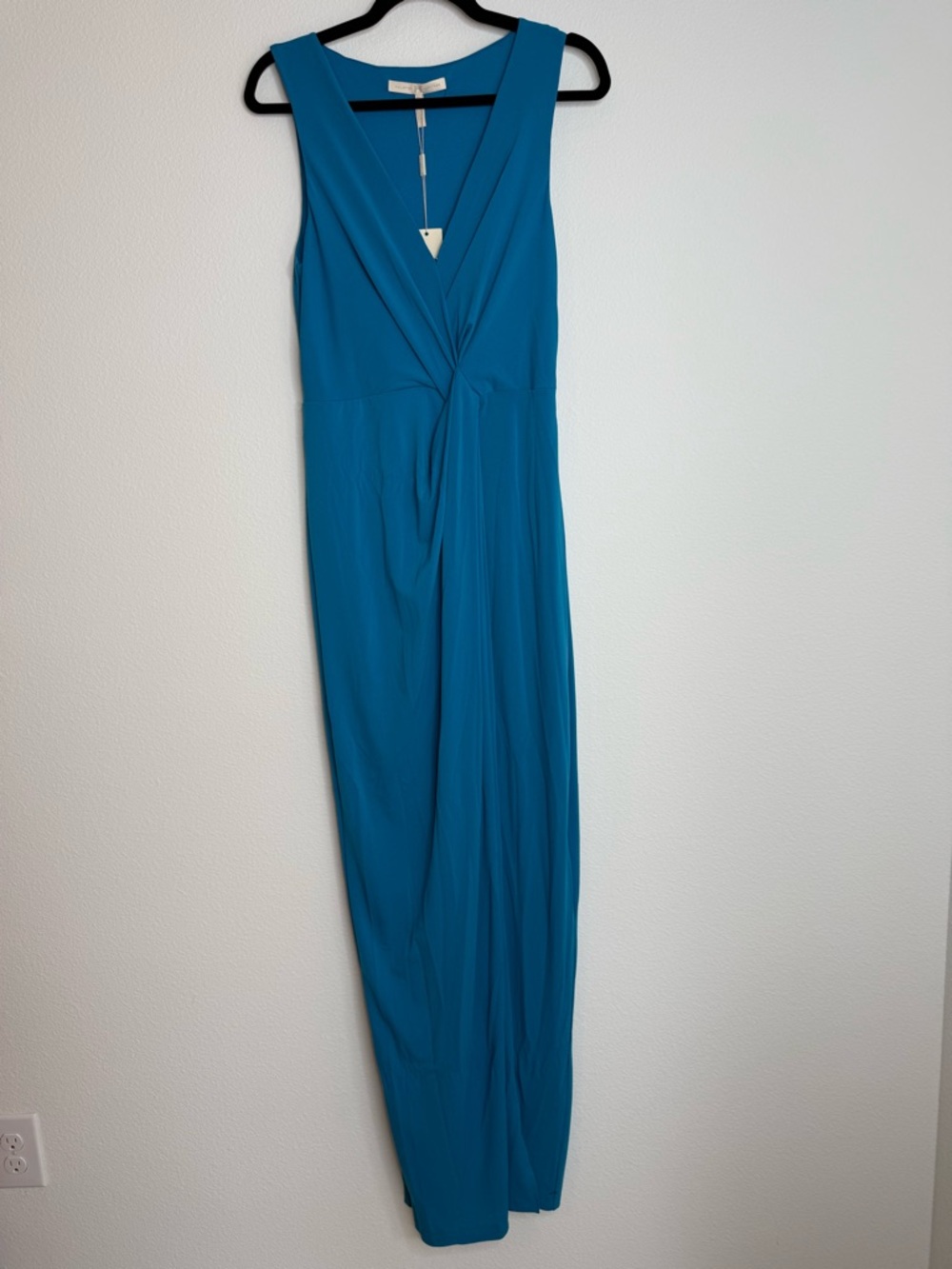 HALSTON HERITAGE Draped Jersey Gown Blue S Small